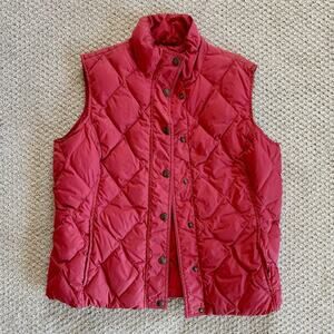 Lands’ End Womens Down Puffer Vest Size M P Medium Petite Red Preppy Outdoor